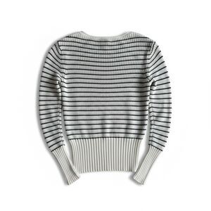 Theory Viscose Striped Boat Neck Knit Sweater Ribbed White Black S NWOT $355